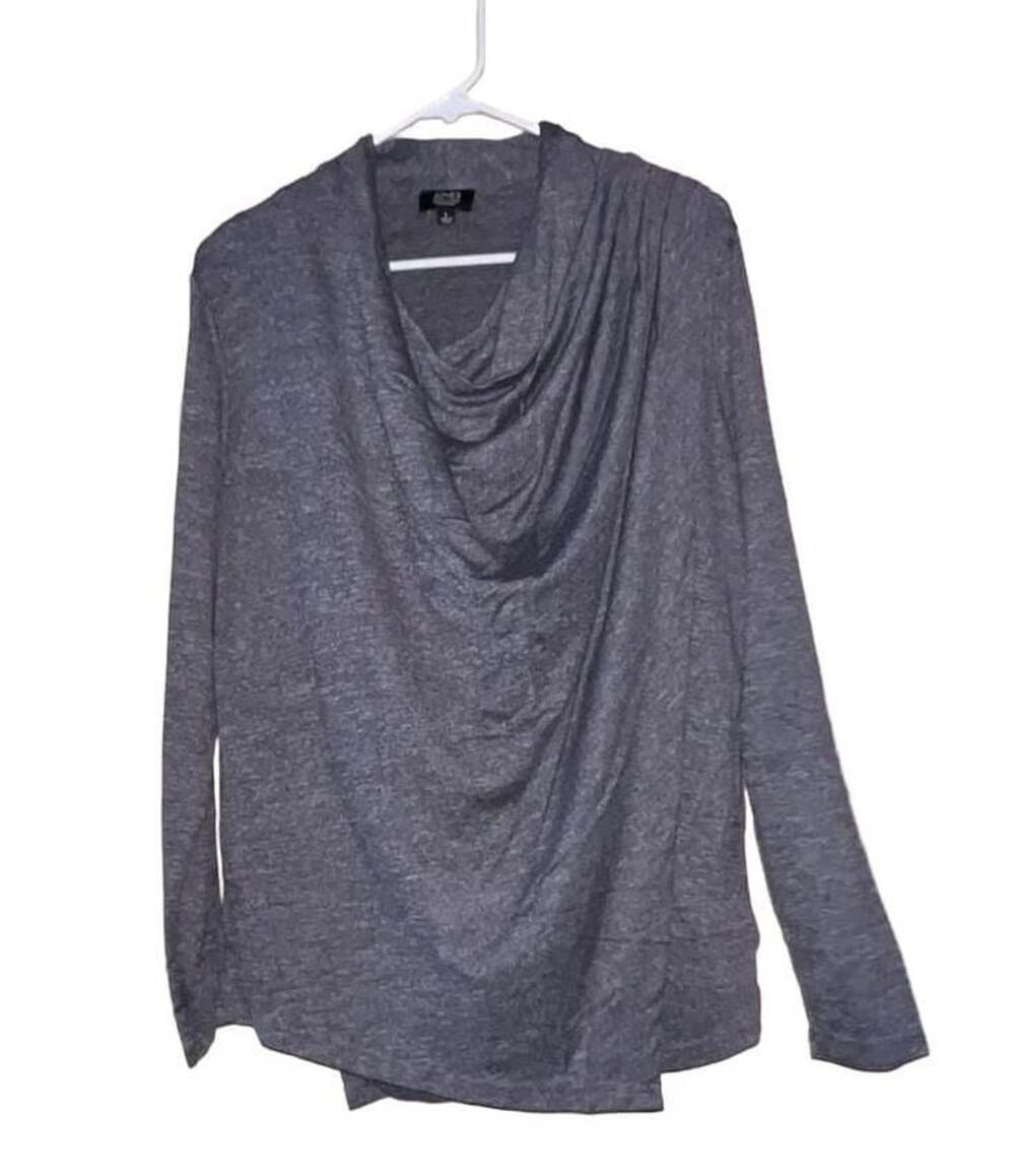 Jones New York Cowl Neck Top Size L Grey Long Sleeve